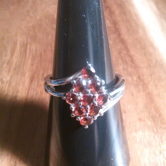 Mozambique Garnet Stainless Steel Ring (Size 7) - Picture 8 of 13